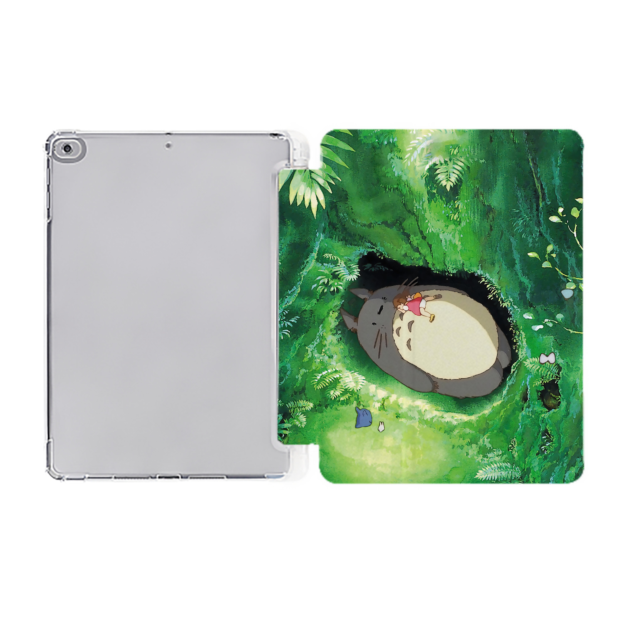 （画像用） となりのトトロ 草壁メイ 草壁サツキ My Neighbor Totoro Satsuki Kusakabe Mei Kusakabe IPad ケース ペン収納付き 三つ折りスタンド PUレザー×シリコン 対応機種9.5/10.5/10.9インチ